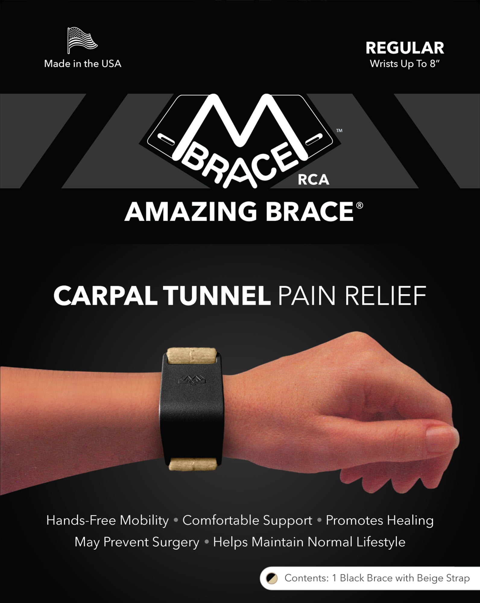 M BRACE RCA / AMAZING BRACE Carpal Tunnel Wrist Pain Relief (Regular
