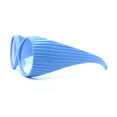 thumbnail image 3 of Oversized Round Goggle Style Thick Temple Plastic Dimensional Plastic Sunglasses All Blue, 3 of 4