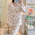 thumbnail image 2 of Pijamas de mujer embarazada de primavera y otoño, ropa de lactancia de moda con cuello en V y encaje, ropa de casa de manga larga, más que un traje, 2 of 6