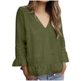 thumbnail image 1 of Vestidos Casuales Para Mujer, Blusas De Mujer De Moda Camiseta/camiseta de manga larga con cuello en V y mangas de encaje de lino sintético para mujer, primavera e invierno, 1 of 6