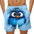 thumbnail image 2 of BRGZLK Mens Beach Shorts Summer Drawstring Waist Funny Cute Bird Emoji Print Summer Swim Trunks Novelty Beachwear Sports Vacation Shorts with Pockets, 2 of 6