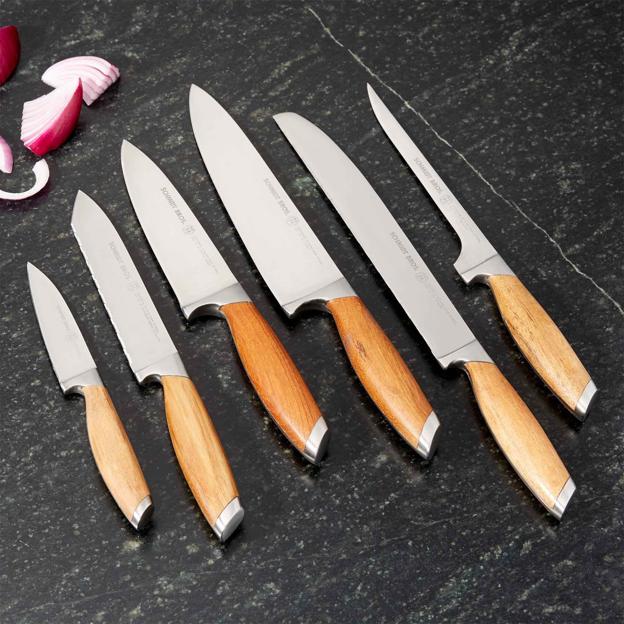 Best Buy: Schmidt Brothers Bonded Teak 7-Piece Knife Block Set Teak Wood /  Stainless Steel SBCBT07PM1