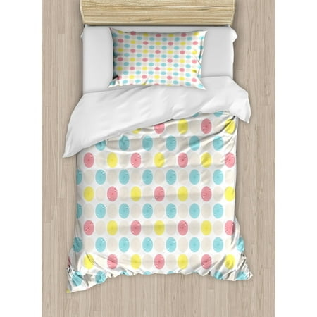 Whirlpool Twin Thin Geometric Duvet Cover Set Twin Size, Whirlpool Form Colorful Circles in Symmetrical Order Vibrant Colored Funky Design, Decorative 2 Piece Bedding Set with 1 Pillow Sham, Multicolor, by Ambesonne ()