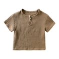 thumbnail image 3 of Mercatoo Boys 2 Piece Outfits Linen Short Sleeve Shirt Matching Shorts Set for Kids Toddler Summer Beach Vacation Clothes Sets, 3 of 9