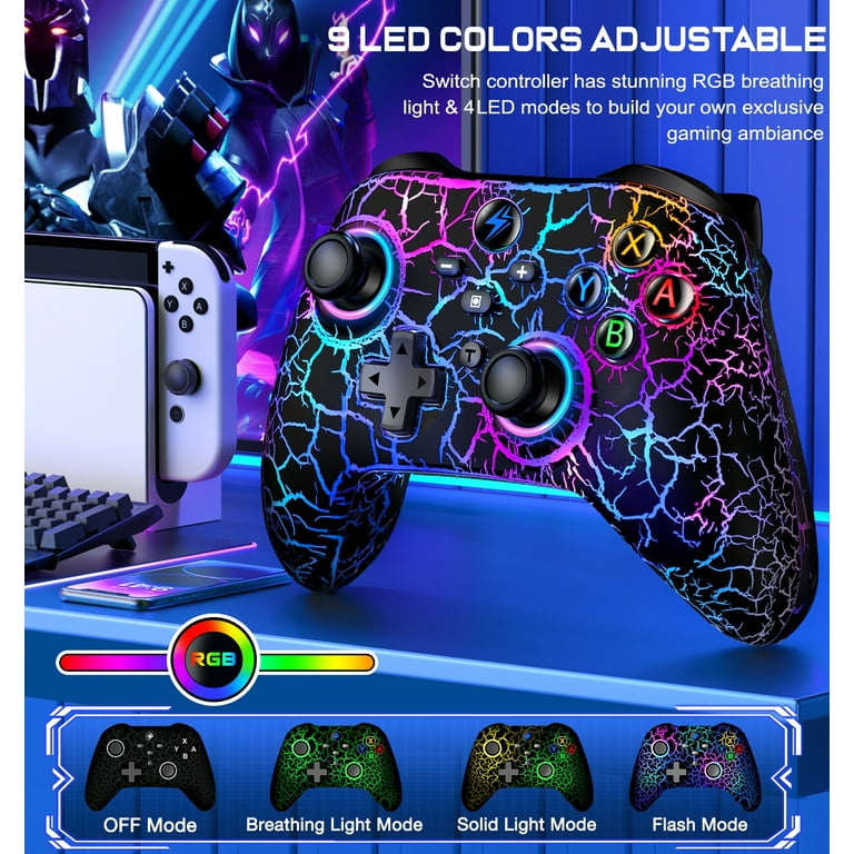 Switch Controller,Wireless Switch Pro Controllers with Crack RGB