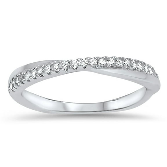 Infinity Knot White Cubic Zirconia Wedding Ring .925 Sterling Silver Band Jewelry Female Male Size 4