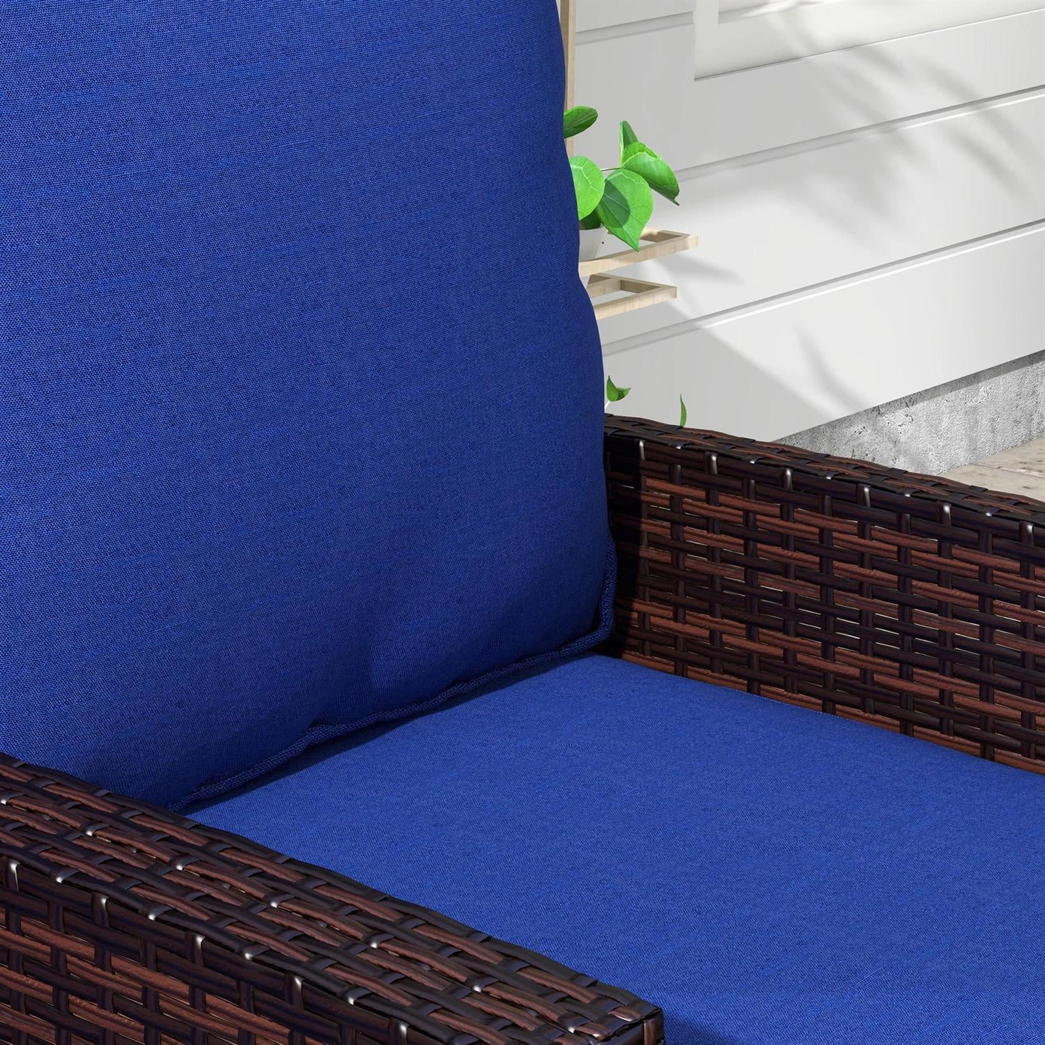 Demi Bonn 4 Pieces Outdoor Seating Cushions, Patio Chair Cushions with Seat & Backrest, Fade Resistant Seat Replacement Cushion Set, Blue
