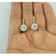 thumbnail image 3 of Women's Drop & Dangle Leverback Earrings White Round Cut Diamond 14k Yellow Gold Plated Silver, 3 of 4