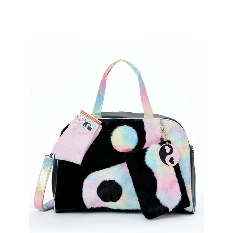 Wonder Nation Girl's Yin Yang Ombre Weekender Duffle Handbag Set Black &  Pink 