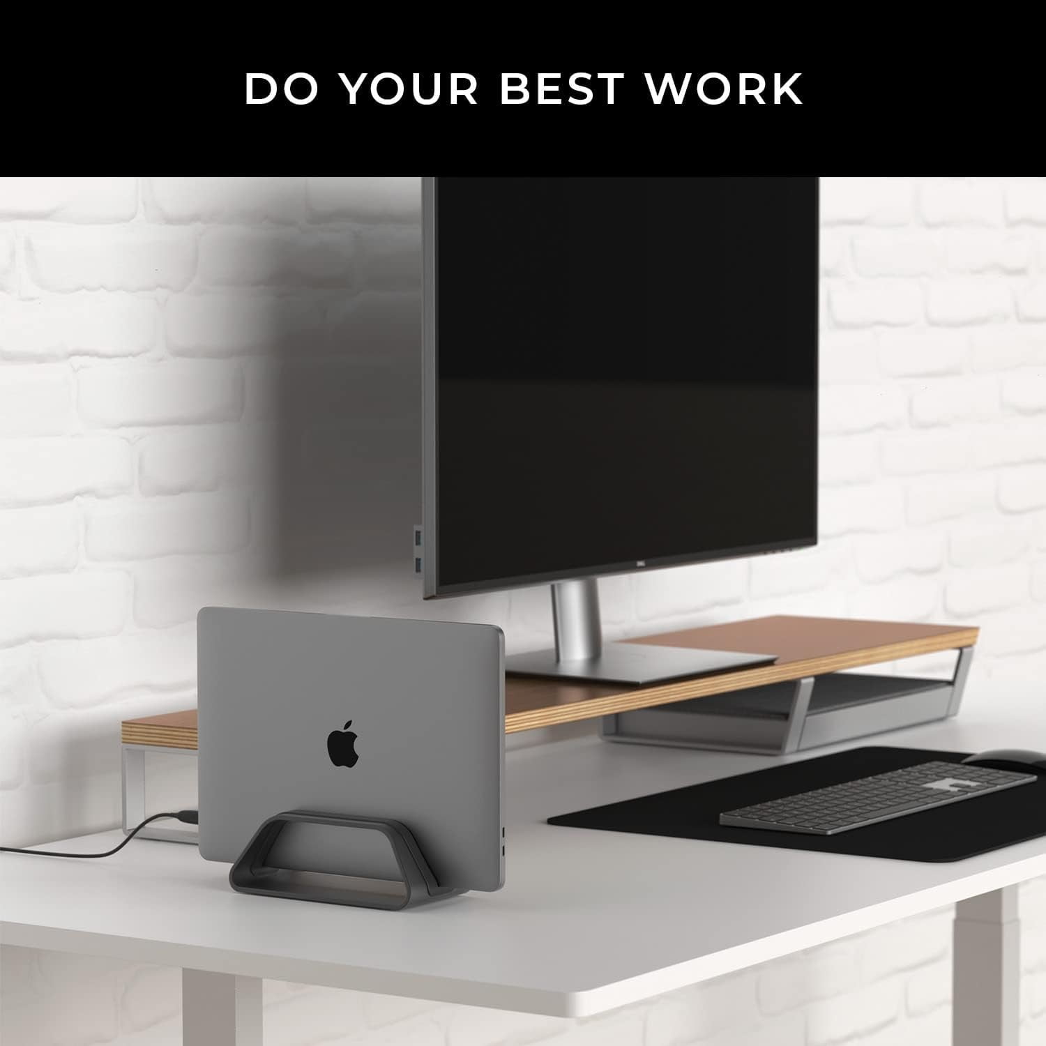 Vertical Laptop Stand Compatible , Holder for Personal Computer Desk Stand, Aluminium, Exchangeable Inserts to Fit Different Device Models, Black