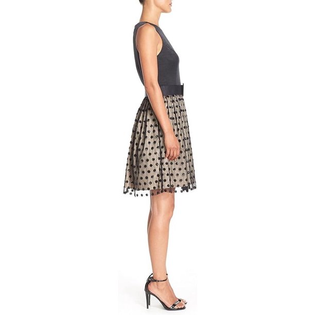 Eliza J Sequin Polka Dot Fit & Flare Dress, Size 10 - Black Eliza J Sequin Polka Dot Fit & Flare Dress, Size 10 - Black