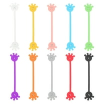 Uxcell 10 PCS Magnetic Cable Ties, Cute Elastic Silicone Cable Ties Magnetic Hand Shape Cord Clip Organizer, 10 Colors