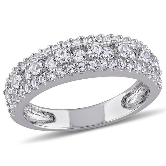 1 1/7 Carat (ctw) Lab-Created White Sapphire Anniversary Band Ring In Sterling Silver