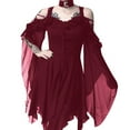 thumbnail image 2 of Fashion 2023 Lindreshi Gothic Dresses for Women Halloween Women's Fashion Dark In Ruffle Sleeves Off Shoulder Gothic Midi Dress, 2 of 3