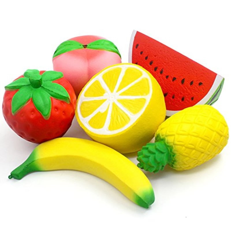 Squishy Fruit Watermelon Slice Smiley Emoji Faces Kawaii Squishies Slow Rising Squeeze Stress Reliver Toy Children Kids Gift Toy