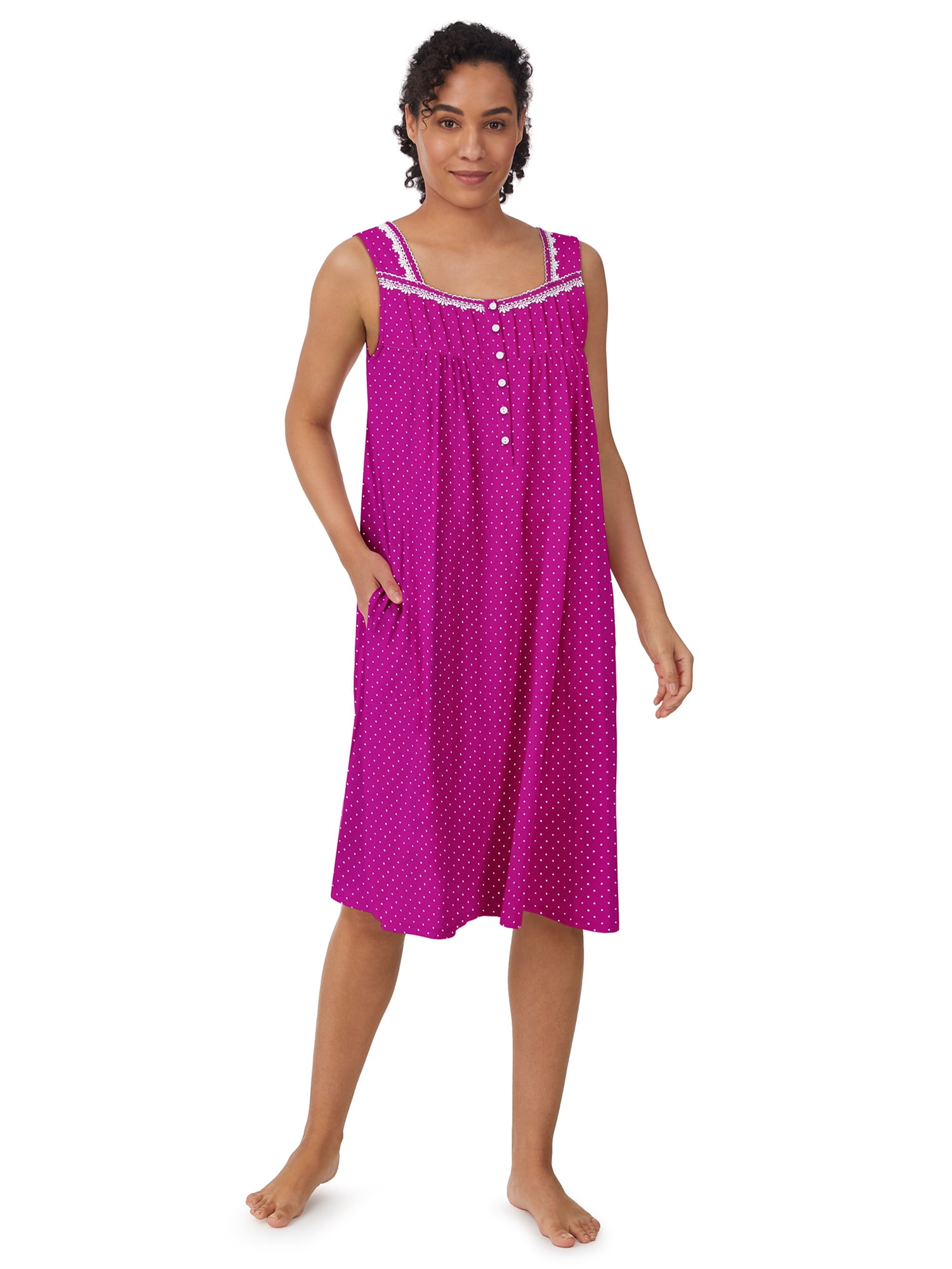 Aria Women's 100% Cotton Sleeveless 40" Nightgown, Sizes XS-5X