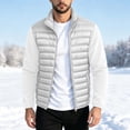 thumbnail image 3 of Iyufng Men's Mock Neck Spliced Puffer Jackets Detachable Hood Long Sleeves Zip Up Outerwear, 3 of 9
