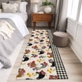 thumbnail image 4 of Runner Rug 2 x 6 Ft, Farmhouse Rooster Washable Non-Slip Floor Mat for Kitchen Hallway/Entryway, Vintage Watercolor Flowers Black Plaid Long Kitchen Runner Area Rugs for Living Room, Low-Profile, 4 of 8