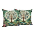 thumbnail image 4 of Ambesonne Springtime Throw Pillow Cover Pack of 2, Circular Tree Flourish, 2 Pcs-24" x 24", Green Blue and Pink, 4 of 5