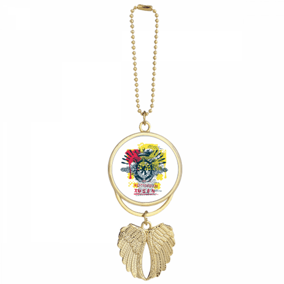Graffiti Street Crown Lion Highness Pattern Car Keychain Angel Wing Pendant