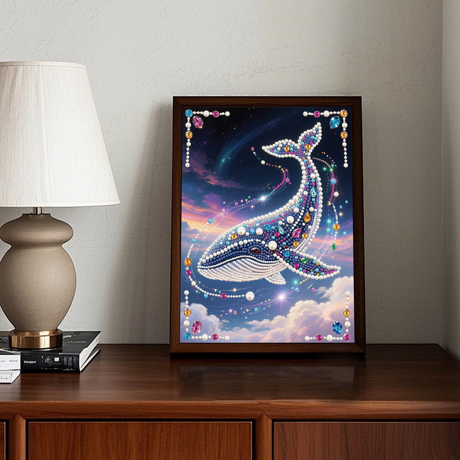 FLOPESN DIY Gemstone Pearl Diamond Art Painting Kit Unframed, 9.84X13.78in, Colourful Canvas Holiday Present Home Wall Decor Unframed-Whale-1