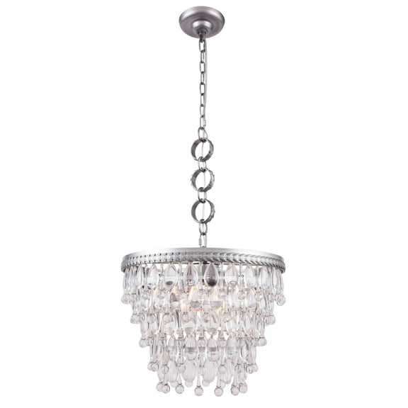 Indoor Home Decor 16"L X 16"W X 12"H Nordic 4 Light Antique Silver Pendant Clear Royal Cut Crystal