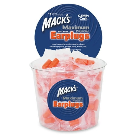 Mack’s Maximum Protection Soft Foam Earplugs, 100 Pair Tub, 33 dB Highest NRR – Comfortable Ear Plugs for Sleeping, Snoring, Loud Concerts, Motorcycles and Power Tools
