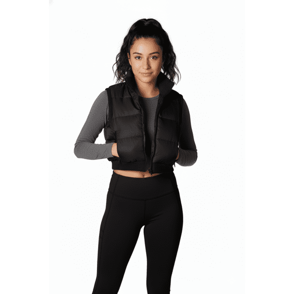The Whole Shebang by Big Apple Lightweight Vegan Puffer Cropped Vest, Junior Women's