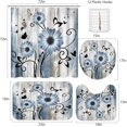 thumbnail image 2 of 4 Piece Shower Curtain Sets, Worn Wood Blue Flower Vintage Daisy with Non-Slip Rugs, Toilet Lid Cover and Bath Mat, for Bathroom Decor Set, 72" x 72", 2 of 11
