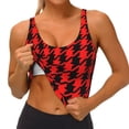 thumbnail image 3 of Goofa Retro red and Black Houndstooth Printed Sports Bras for Women, High Impact Running Bra Workout Crop Tank Tops Longline Sports Bra Push up-Large, 3 of 8