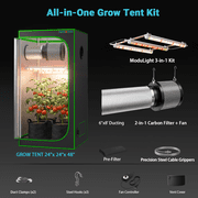 ALPHAGROW Grow Tent Kit, 24 x 24 x 48 in, with 33 W LED Light and 6 in Integrated Inline Fan