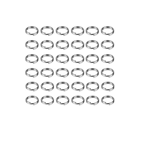 HUIHUIBAO 200 Pieces 6mm Metal Split Rings Nickel Plated Small Key Chain Ring Part for Ornament Crafts and Jewelry Making，Silver 