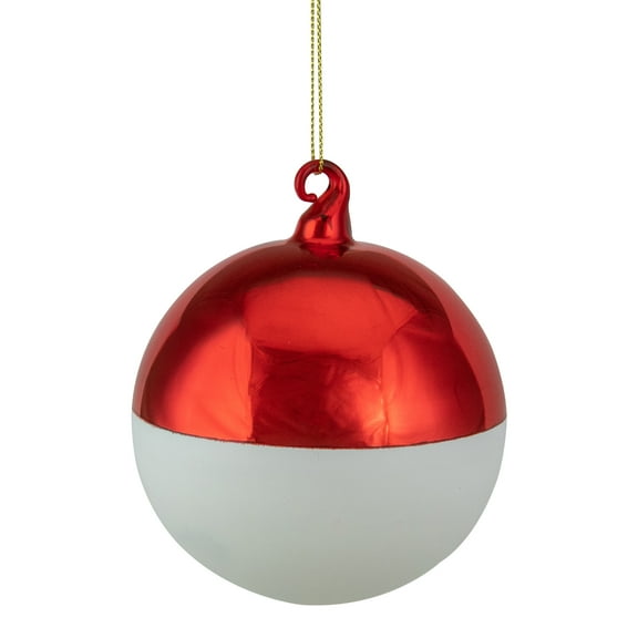 Northlight Shiny and Matte Christmas Glass Ball Ornament - 3.5" - Red and White