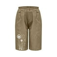 thumbnail image 7 of ZQUUVOU Women's Bemuda Shorts Solid Color Printed Drawstring Buttons Pockets (Khaki,XL), 7 of 7