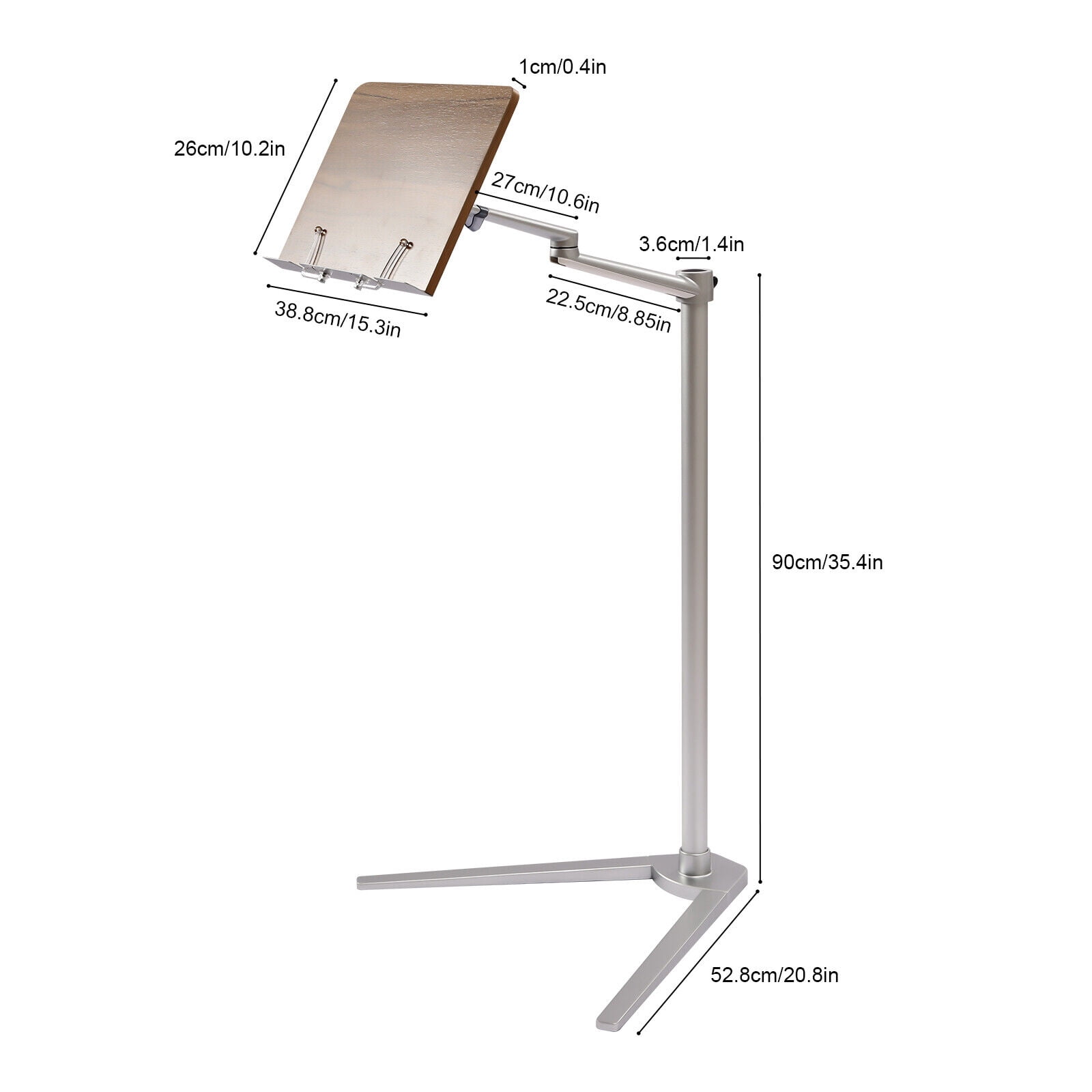 Adjustable Tablet Stand Scalable Arm Mounts Book Stand Floor Stand W/ Wood Pad