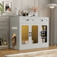 thumbnail image 2 of Mirightone Large Hidden Cat Litter Box Furniture&nbsp;with Storage Drawer & Glass Door, Cat Litter Box Enclosure with LED Light, Cat Litter Box Cabinet for Living Room & Entryway, Grey, 2 of 6