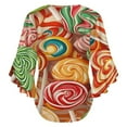thumbnail image 6 of Candy Pattern Rainbow Lollipop Women's V-Neck Blouse With 3/4 Ruffled Bell Sleeves Casual Top Ladies Blouses, 6 of 7