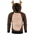 thumbnail image 4 of Mens Fleece Christmas Antlers Hooded Color Block Sweatshirt, 4 of 7