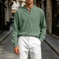 thumbnail image 2 of Daiosportswear Men's Casual Henley Shirts Collarless Roll-Up Long Sleeve Button Down Waffle T Shirt Green XXXL, 2 of 7