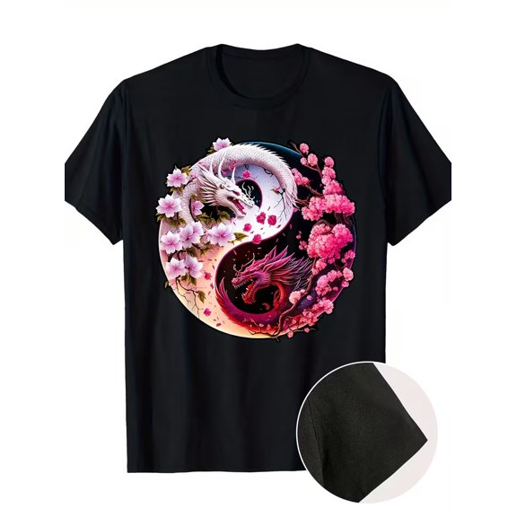 Dragon Yin Yang Graphic Casual T-Shirt