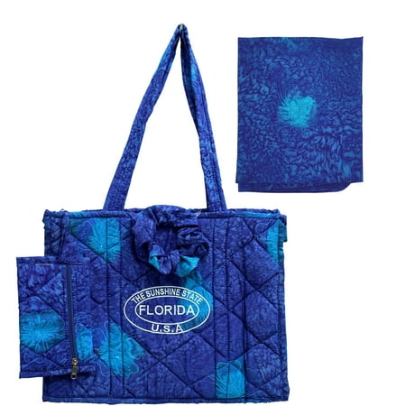 HAPPY BAY Women s Summer Water Resistant Pool Tote Bag with Matching Beachwear Holiday Sarong Wrap One Size Camouflage Dark Blue