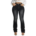 thumbnail image 2 of QERINTE Womens Plus Size boot cut Jeans High Waisted Stretchy Embroidered Jeans Curvy, 2 of 5