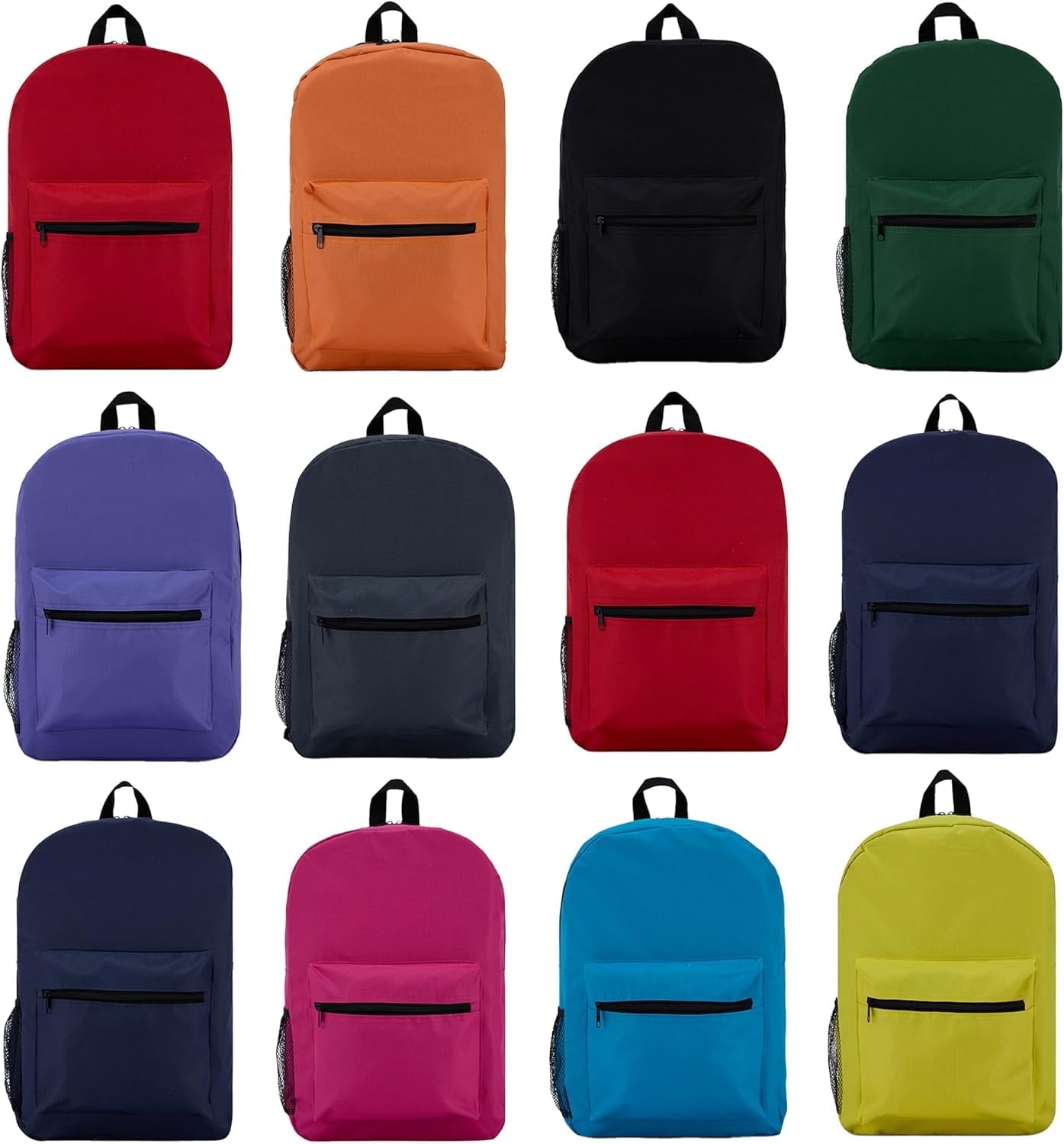 12 Pack 17 Inch Wholesale Backpacks for Students, Case of Bookbags Water Resistant Knapsacks (12 Pack Backpack Assortment)