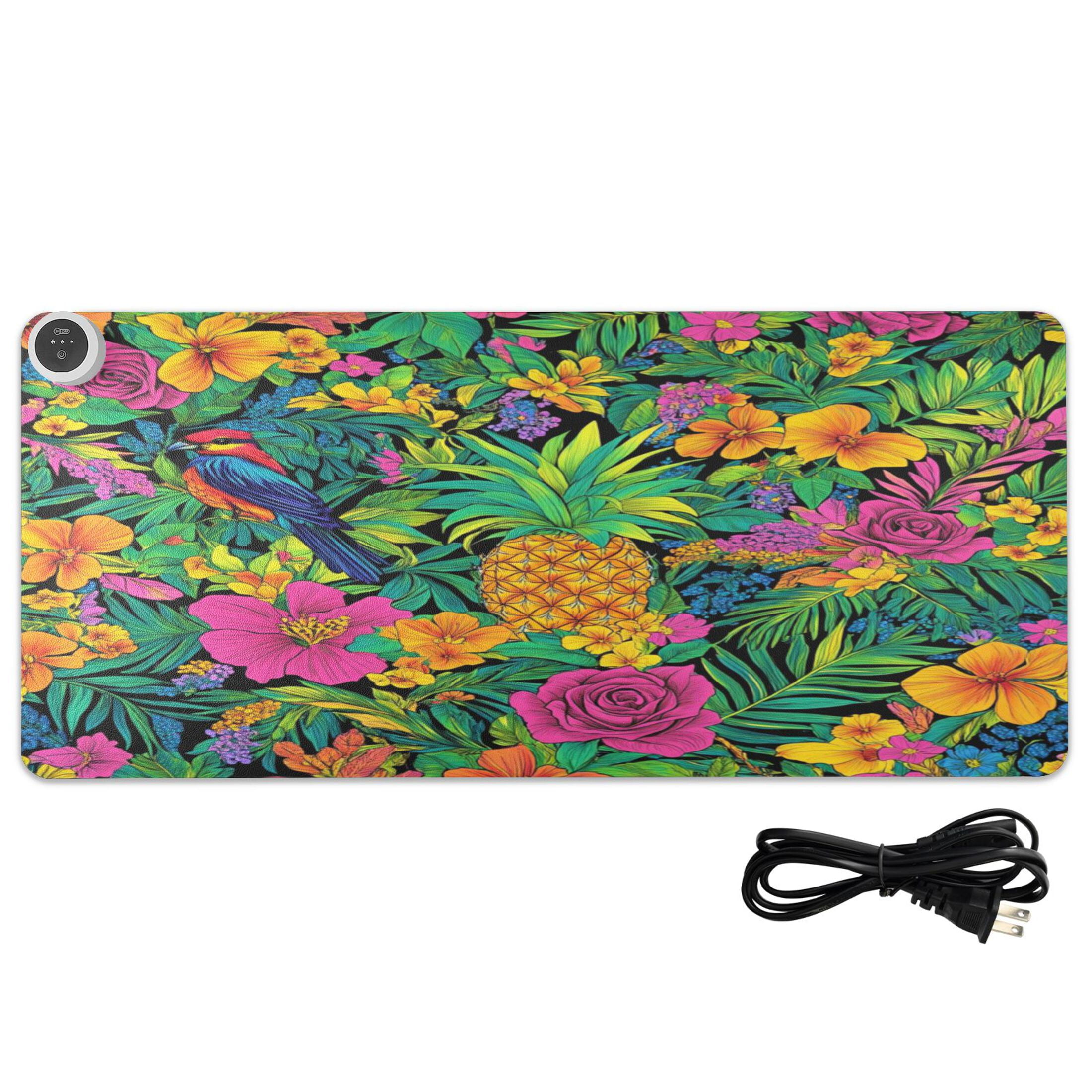 Wobogo Tropical Pineapple Heated Mouse Pad Extra-Large Desk Mat With 3 Heating Levels and 3-hour Auto Shut-Off Protection Ideal for Computer Keyboards Home Office Hand-warming Essential 31.5in × 13in
