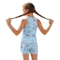 thumbnail image 4 of Xoenoiee Blue American Flag Firework Print Girls Tankini Swimsuits 4th of July Two Piece Tummy Control Bathing Suit with Swim Shorts Swimwear with Removable Pads, Size 10-11 Years, 4 of 7