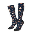 thumbnail image 2 of Balery Autumn Leaves With Blue Printed Novelty Socks Men's Women's Crew Socks Sports Socks Knee High Socks Cotton Socks Quirky and Cool Socks, 2 of 9
