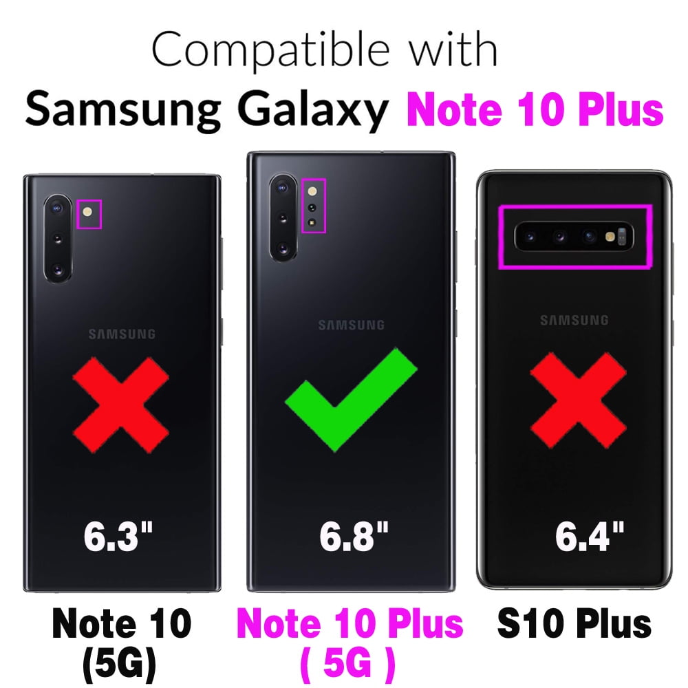 Asuwish Phone Case for Samsung Galaxy Note 10 Plus Note10+ 5G Zipper Wallet Cell Cover with Screen Protector Strap Flower Flip Card Holder Note10 + Notes 10+ Ten Not S10 10Plus Women Girls Rose Gold