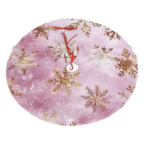 Christmas Tree Skirt 30" czw03_snow_pattern_with_gold_powder_pink_background_christmas_087bee1b-7586-43ec-916c-369f2846c3b4 Xmas Tree Skirts Mat for New Year Holiday Christmas Party Decorations