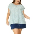 thumbnail image 1 of GRACE & GRANDEUR Women's Plus Size Round Neck Ruffled Short Sleeve Chiffon Blouse 3X Light Green, 1 of 6