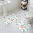 thumbnail image 3 of Teal Seahorse Starfish Bathroom Rugs Set Summer Beach Coral Shell Watercolor Non Slip Absorbent Soft Bath Mats 3 Piece Set with Bathroom Rug, U-Shaped Floor Mat, Toilet Seat Cover Small Size, 3 of 9
